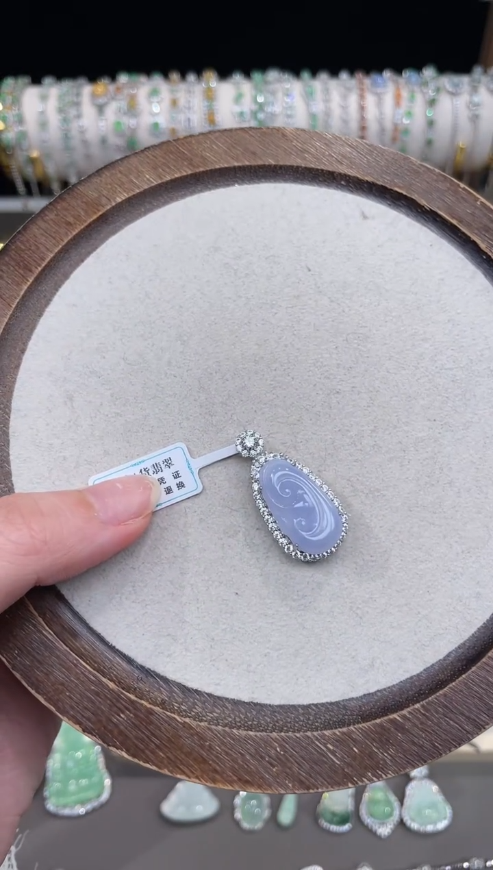 颈饰银S925镶嵌翡翠摆**鱼1