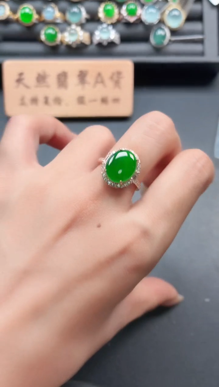 银S925镶嵌戒指翡翠111