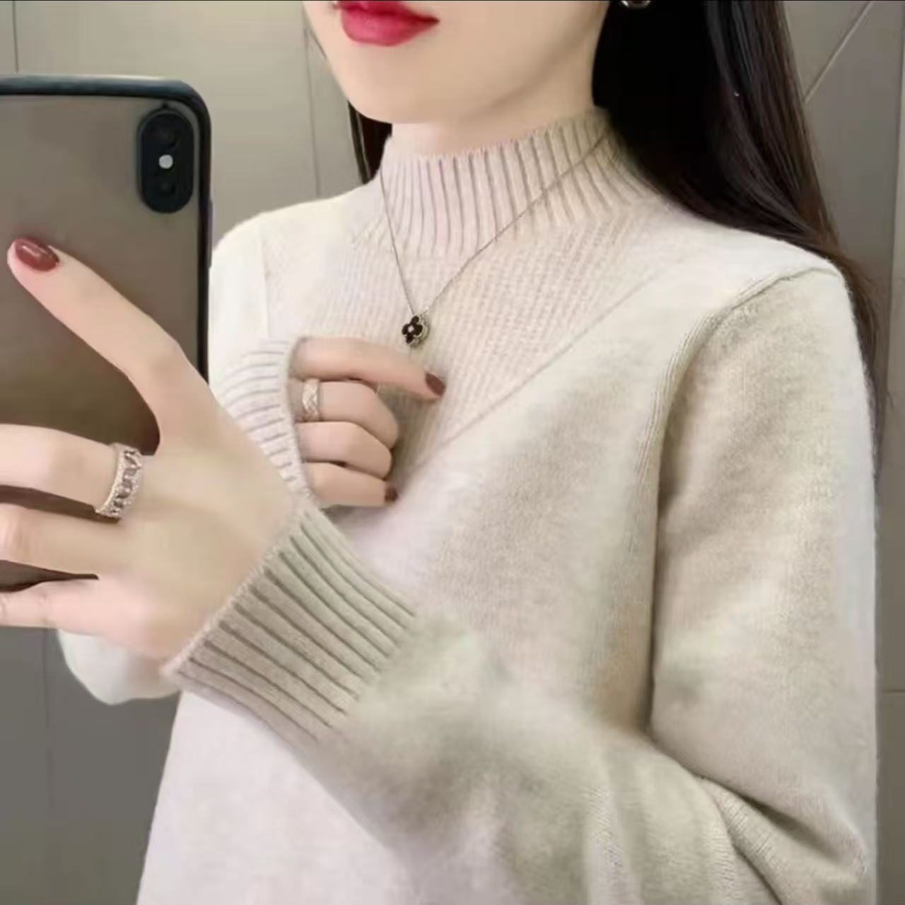 659#半高领套头秋冬新款时尚洋气内搭针织衫上衣3 21