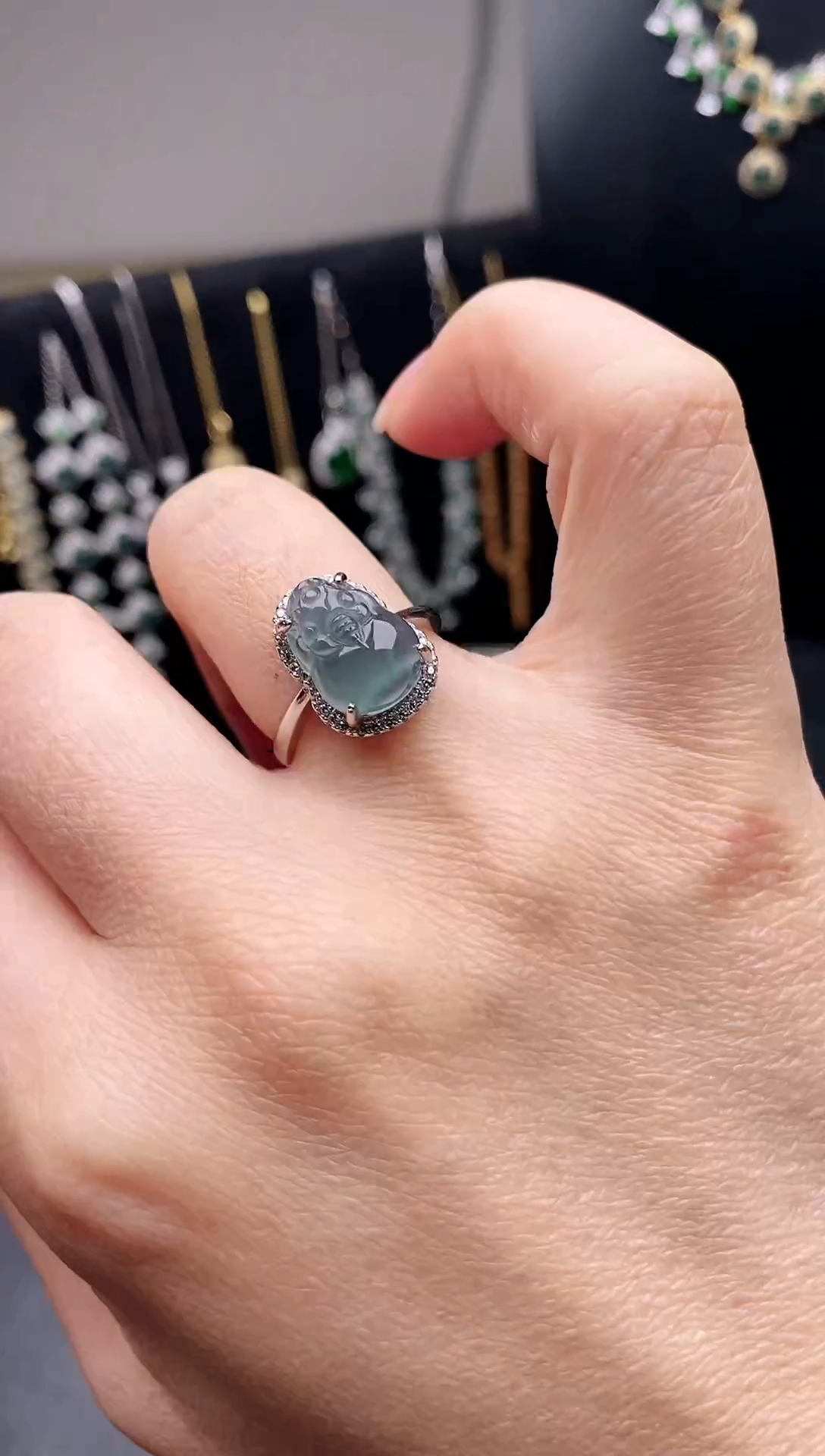 银S925镶嵌戒指翡翠**1111111