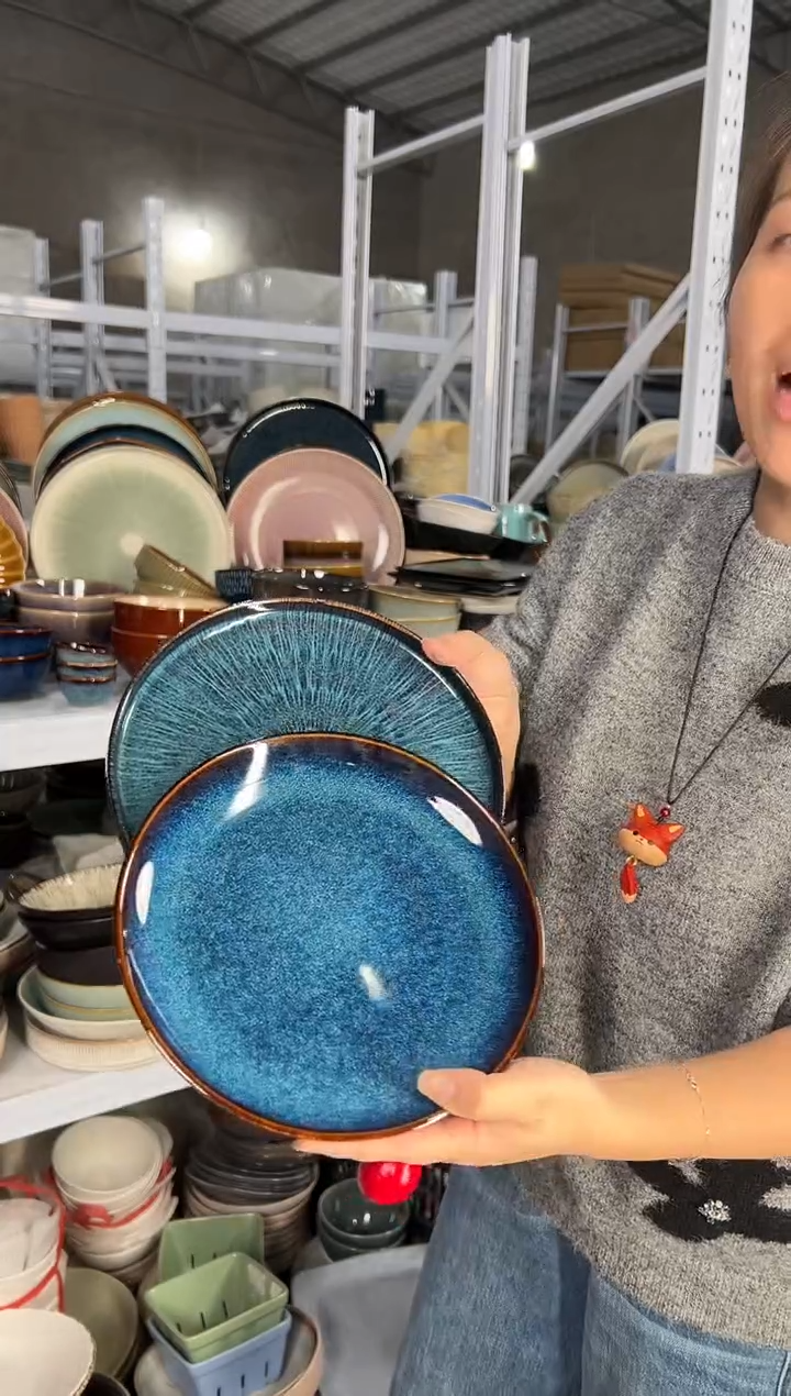 陶瓷外贸尾货瑕疵满20包邮X2小盘8英寸