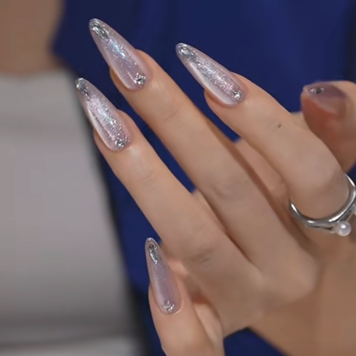 【粉色虾线】精致 猫眼 带钻 纯手工穿戴甲