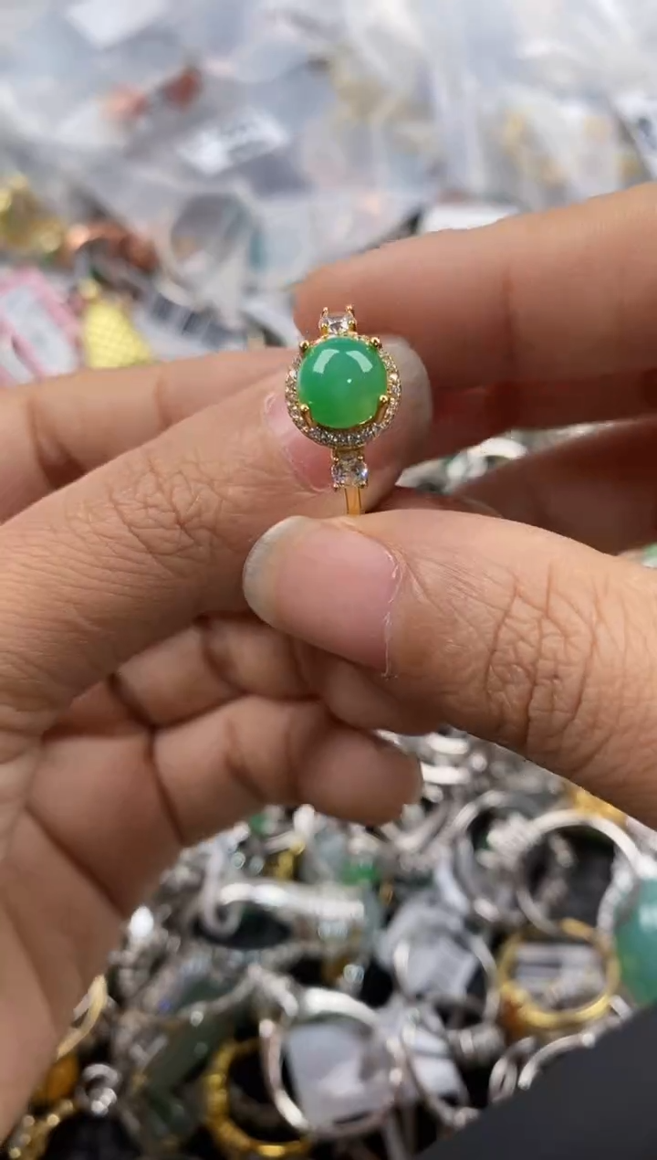 银S925镶嵌戒指翡翠999---4