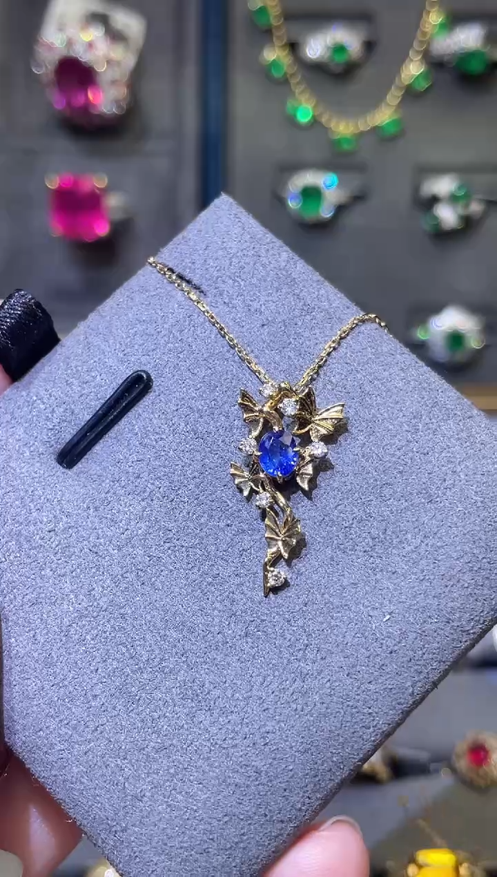 【闪购商品】蓝宝石项链18K金镶嵌0.55ct