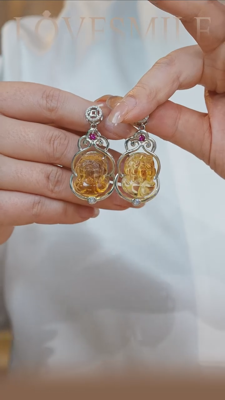 银S925镶嵌吊坠(不含链)黄晶018多样性发货一件