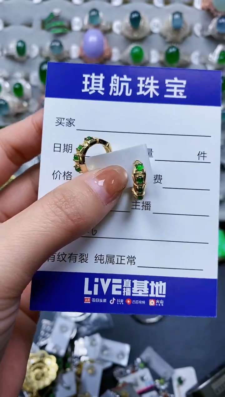 【闪购商品】翡翠耳饰银S925镶嵌0145