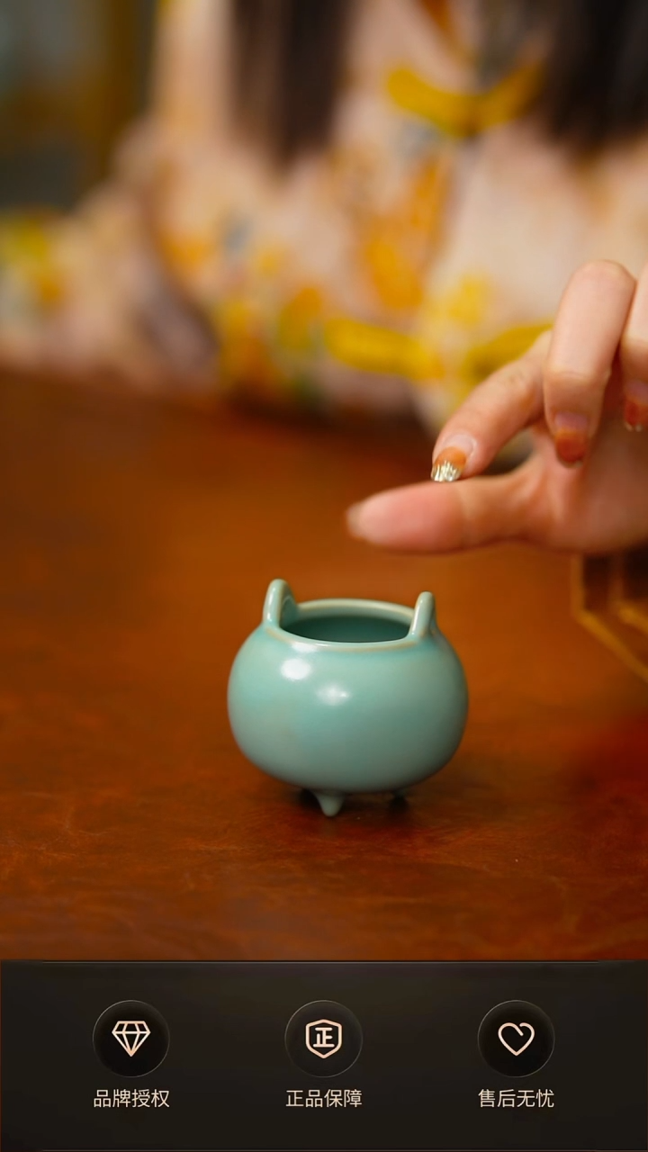 仿古支钉迷你胖香炉不完美 简装