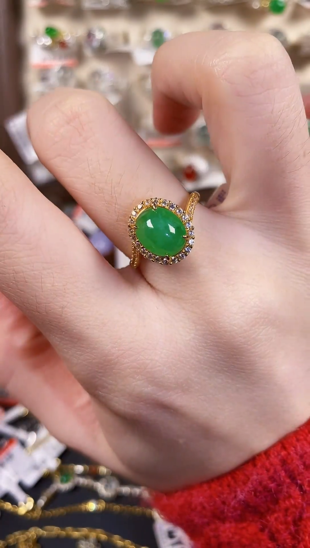 银S925镶嵌戒指翡翠 天然A货翡翠22