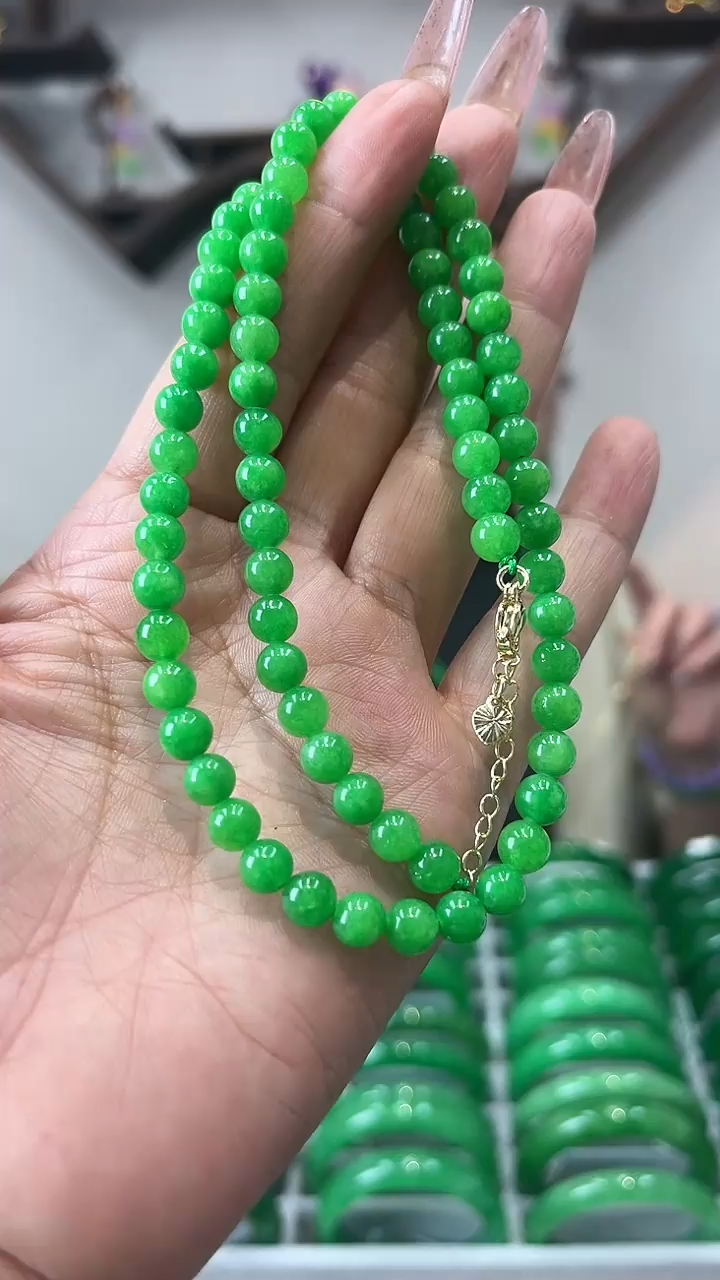 【闪购商品】翡翠项链未镶嵌闪21 正阳绿项链6mm