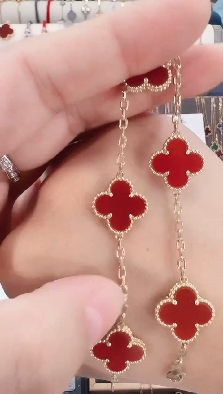 【闪购商品】玛瑙/玉髓手链18K金镶嵌18k黄红玛瑙手链