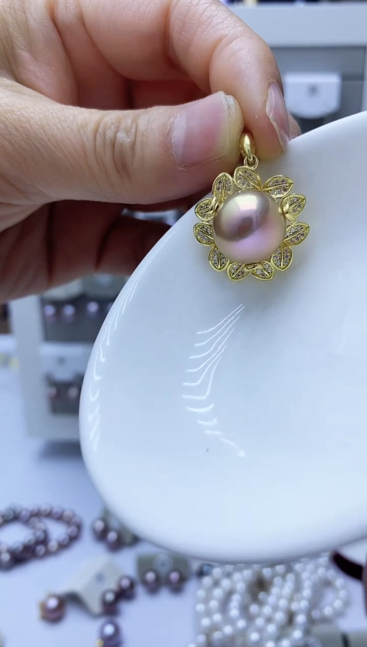 【闪购商品】淡水珍珠耳饰银S925镶嵌吊坠