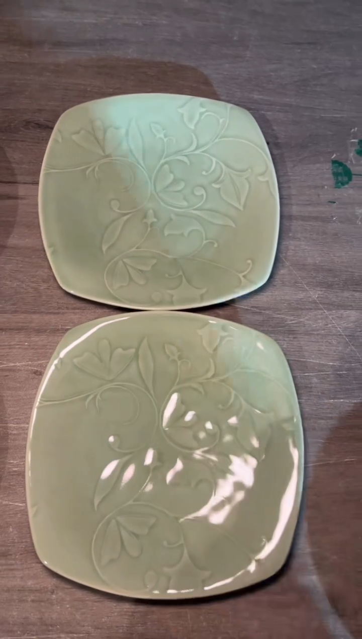 瓷微瑕玉兰方盘2只