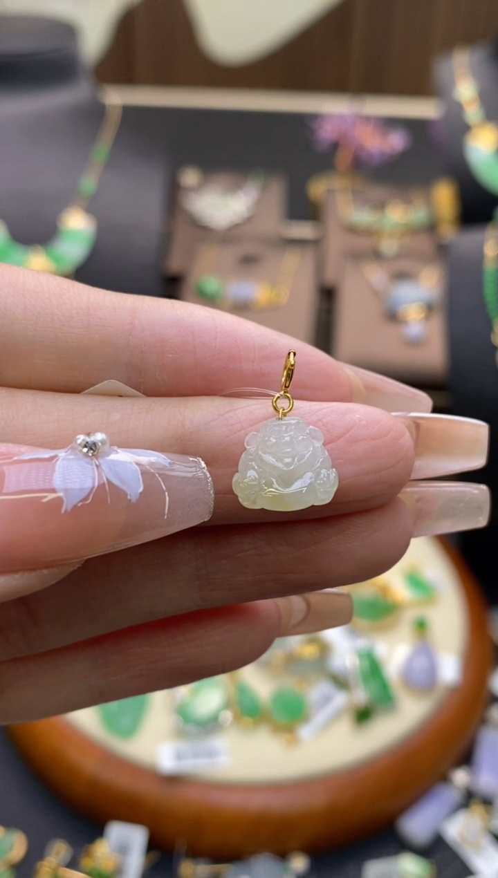 【闪购商品】翡翠颈饰18K金镶嵌净货12465