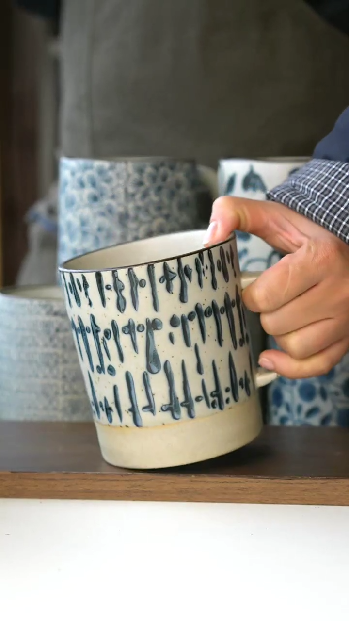 【闪购商品】陶瓷手绘车窗雨滴马克杯580ml@4-2@