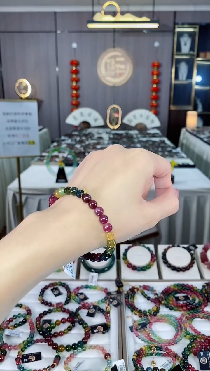 老矿碧玺单圈手串6mm+未镶嵌碧玺多样性发一条hon