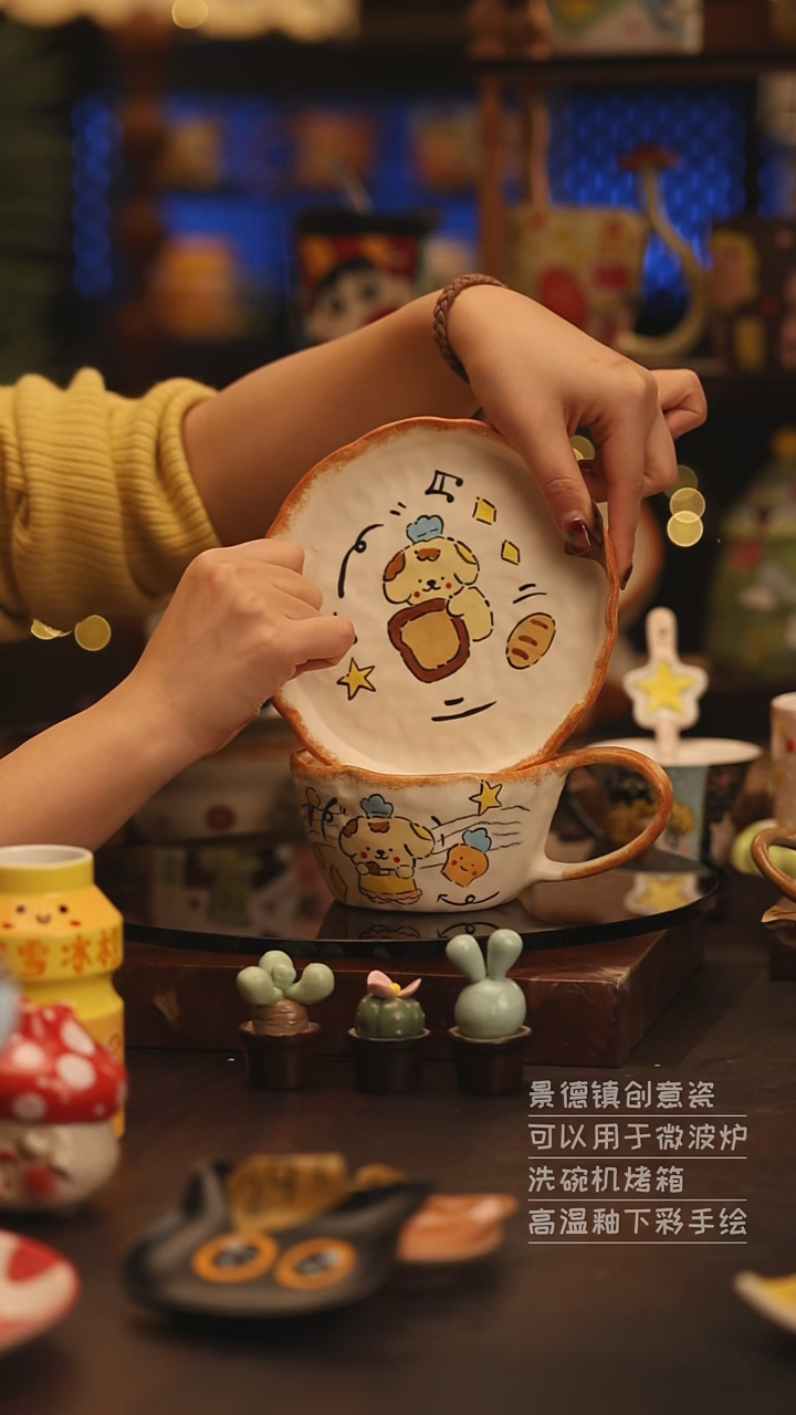 陶瓷景德镇可爱陶瓷釉下彩绘设计师款