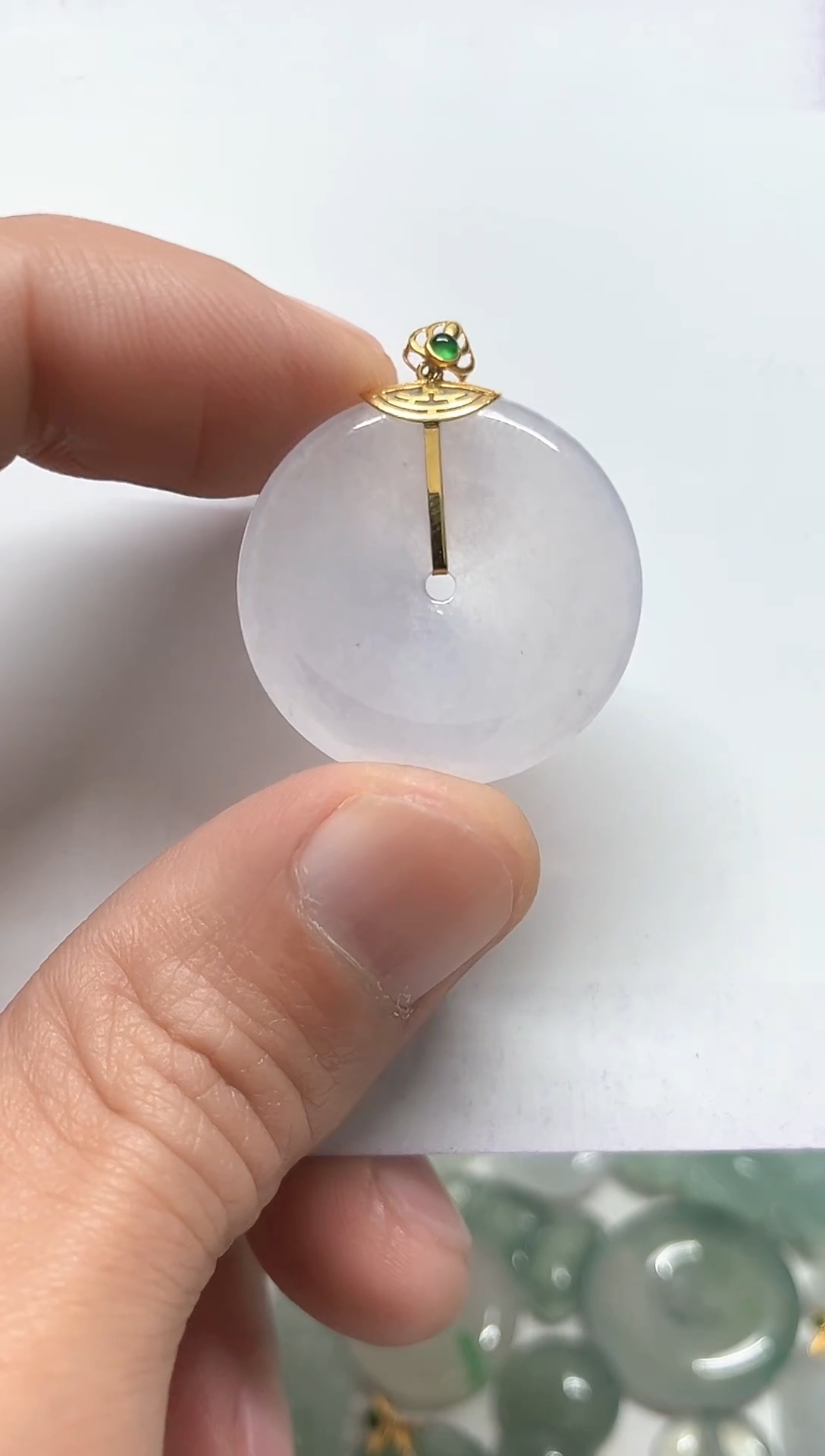 【闪购商品】翡翠颈饰18K金镶嵌天然缅甸A货翡翠吊坠