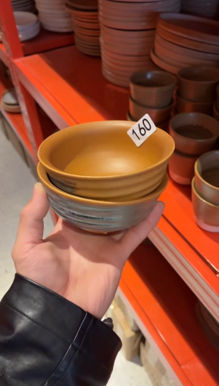 瓷片B****D160橙色刷釉螺纹碗2个