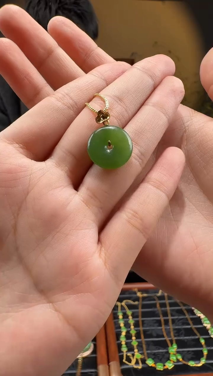 颈饰18K金镶嵌和田玉40-603-11.27多样性发货拍一发一