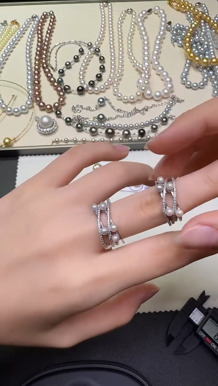 银S925镶嵌戒指海水珍珠X1218-1227-287多样性一件