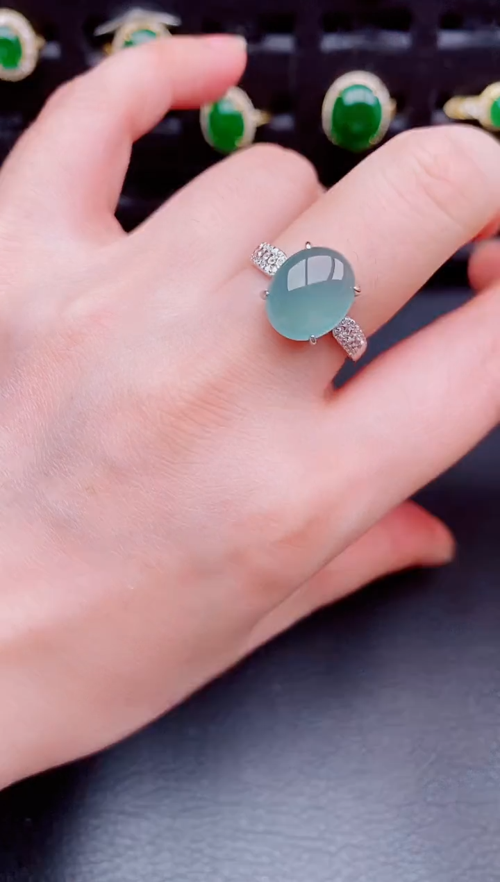 【闪购商品】翡翠戒指银S925镶嵌天然a货翡翠312