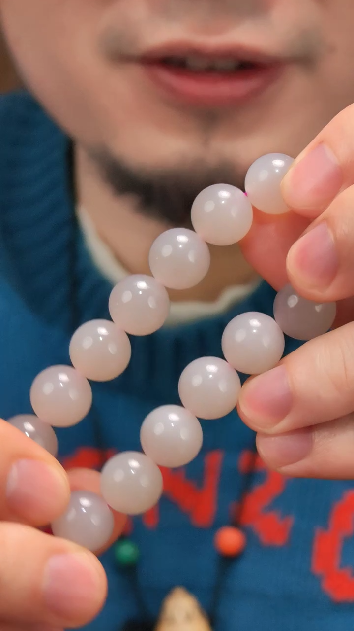 未镶嵌手串和田玉藕粉圆珠手串YR12*