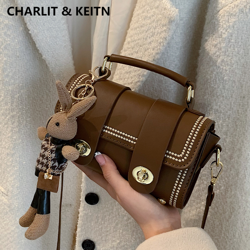 CHARLIT&KEITN女包2025新款真皮质感手提斜挎包小众小拎单肩小包