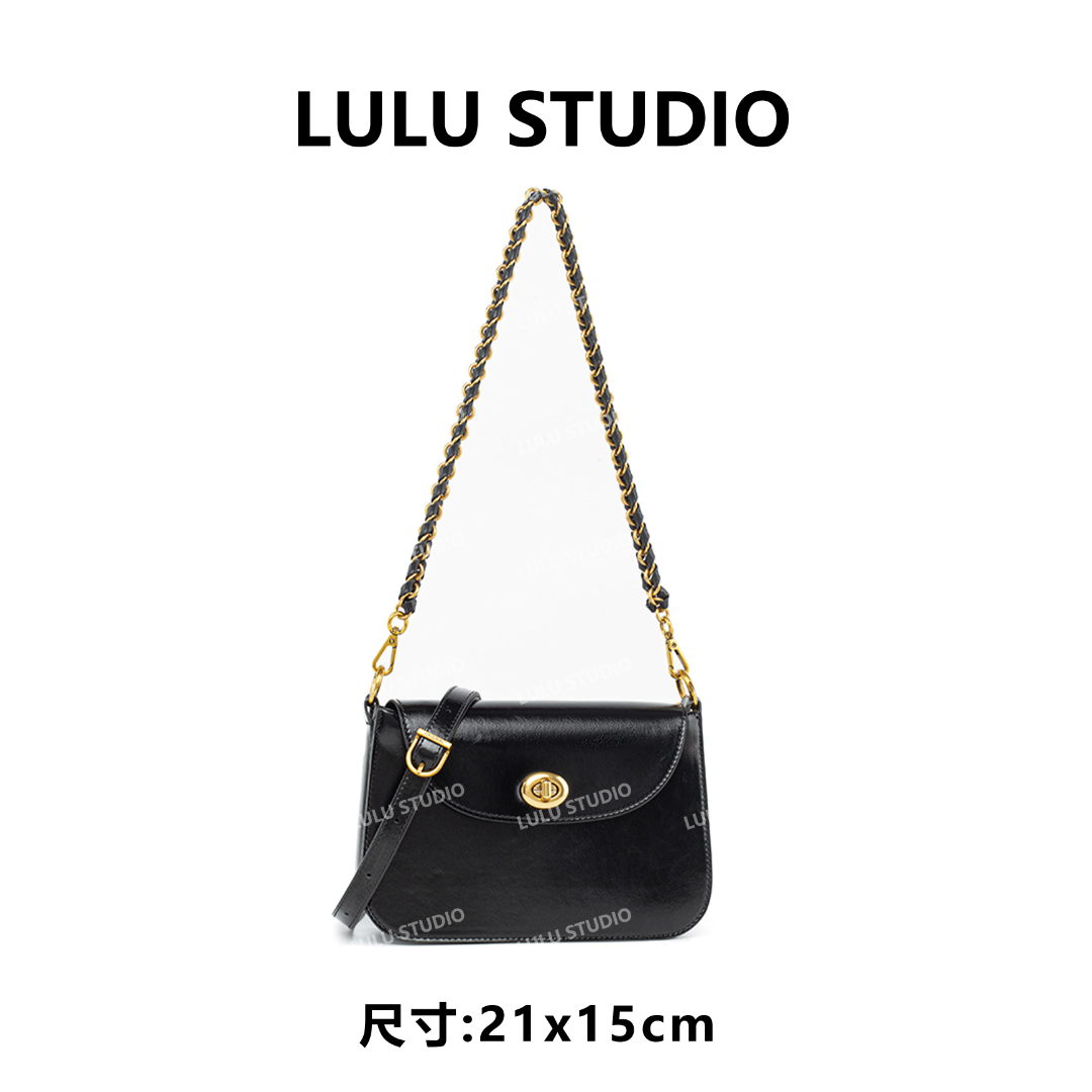 【RAIN.CUN】QYX-7071-黑色气质时尚百搭简约斜跨轻奢女包