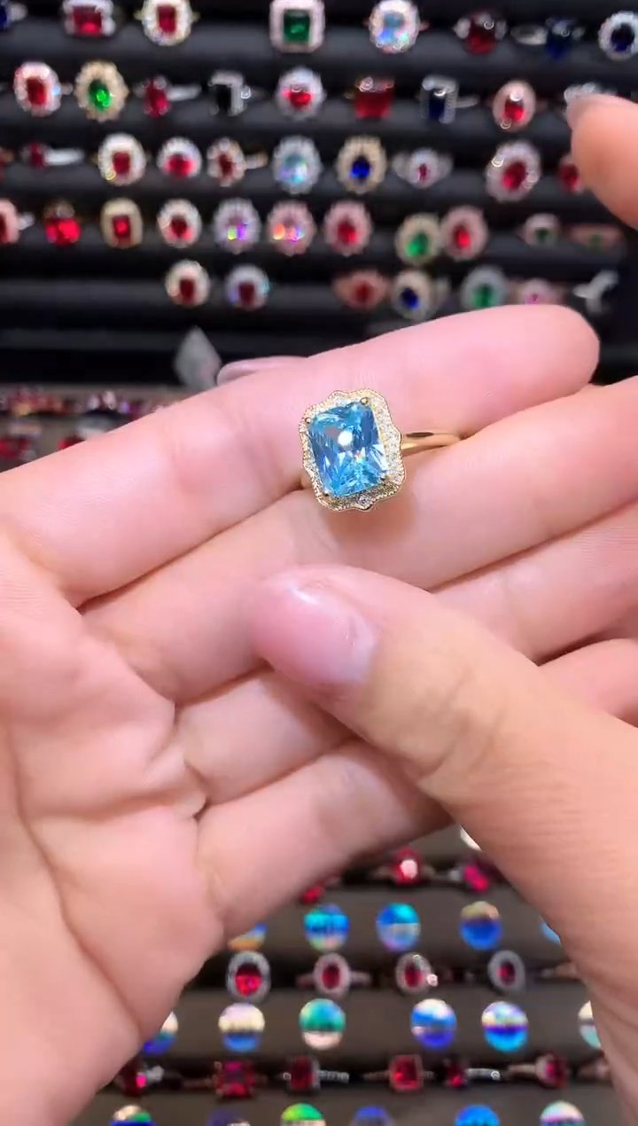 【闪购商品】海蓝宝石戒圈银S925镶嵌1