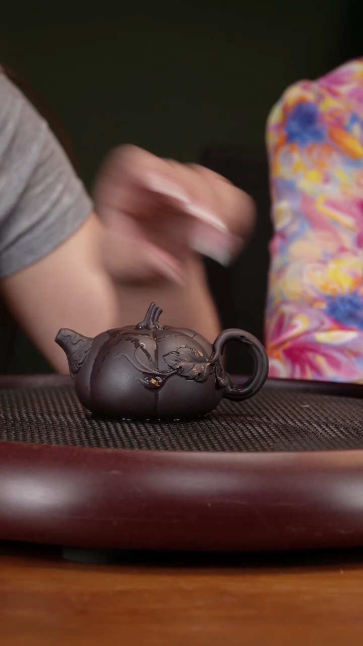 茶壶紫砂51ZCP南瓜 黑墩头180cc