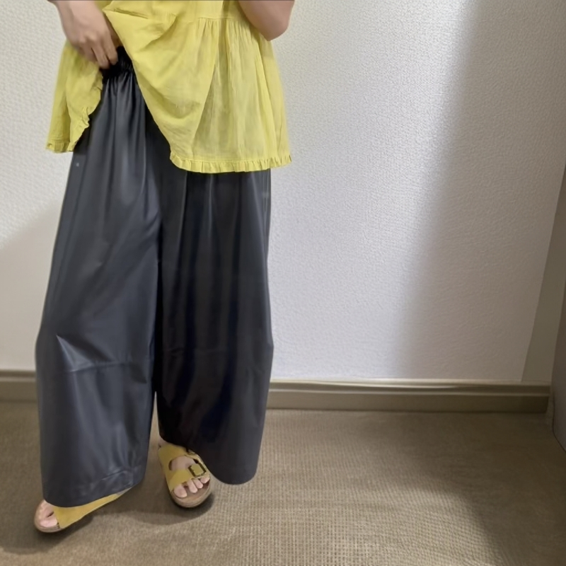 （新款头层牛皮九分弯刀阔腿裤）黑色慵懒松弛感女士休闲6803款