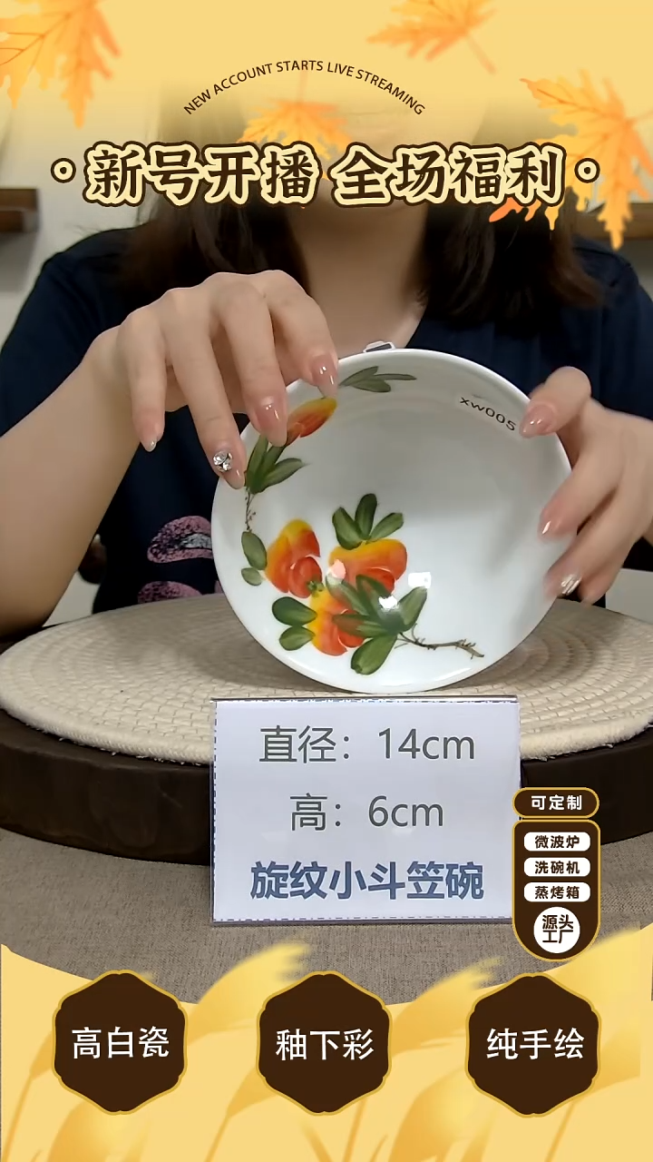 碗景德镇手绘釉下彩陶瓷餐具