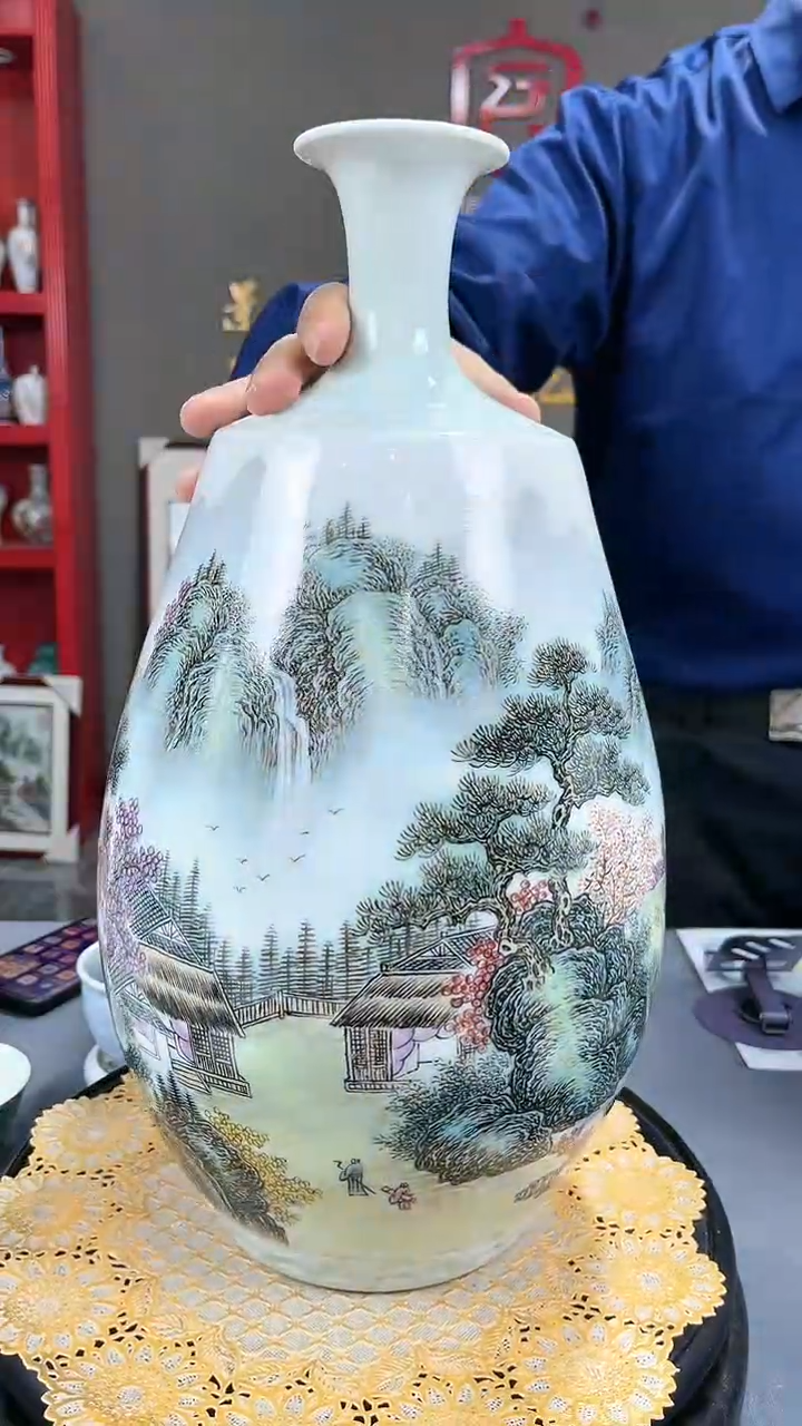 【闪购商品】官窑瓷画院307官窑瓷画院山水赏瓶