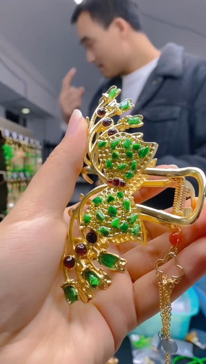 【闪购商品】翡翠耳饰合金0358翡翠发簪