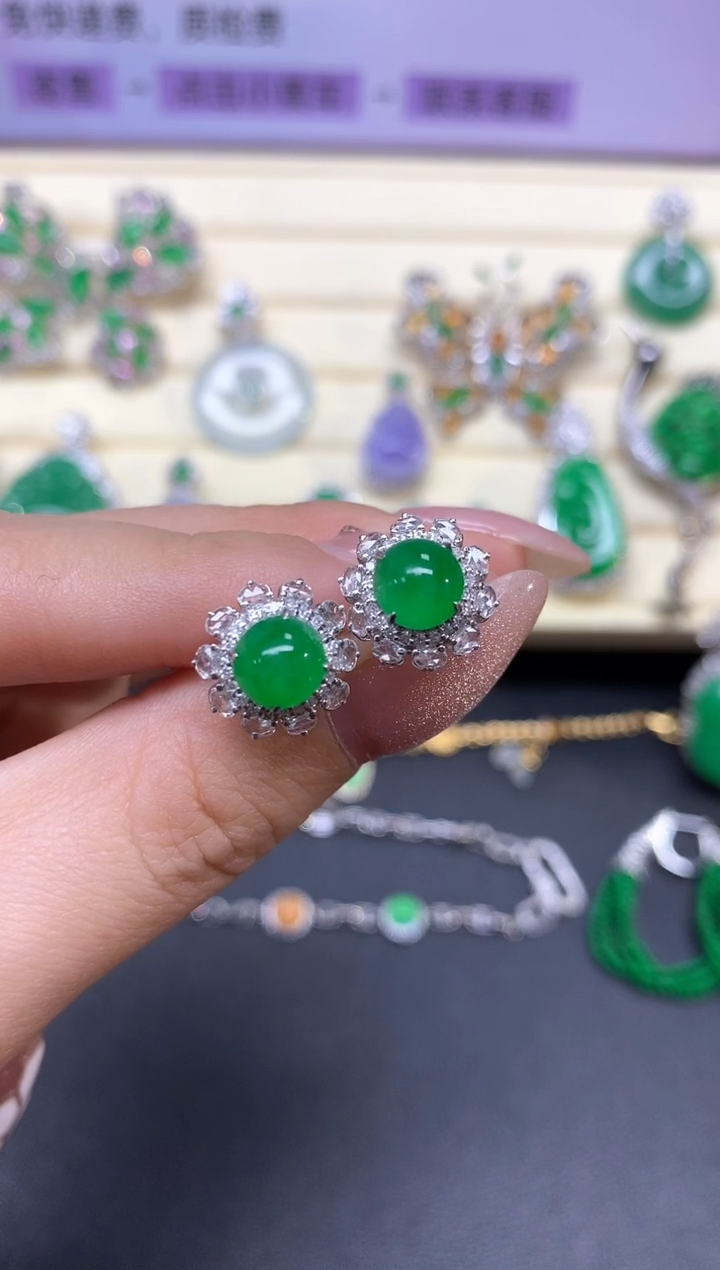 【闪购商品】翡翠耳饰18K金镶嵌耳饰|25800