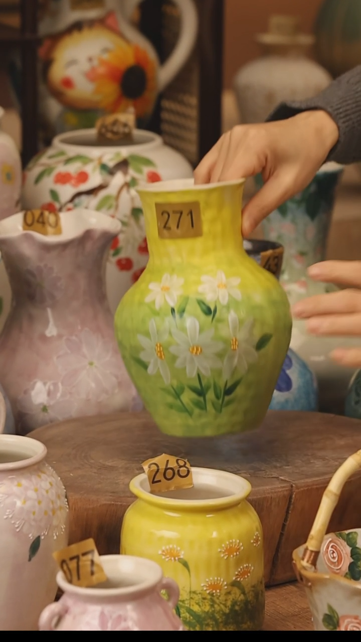 陶瓷景德镇设计师手作花器摆件侘寂风@M271@