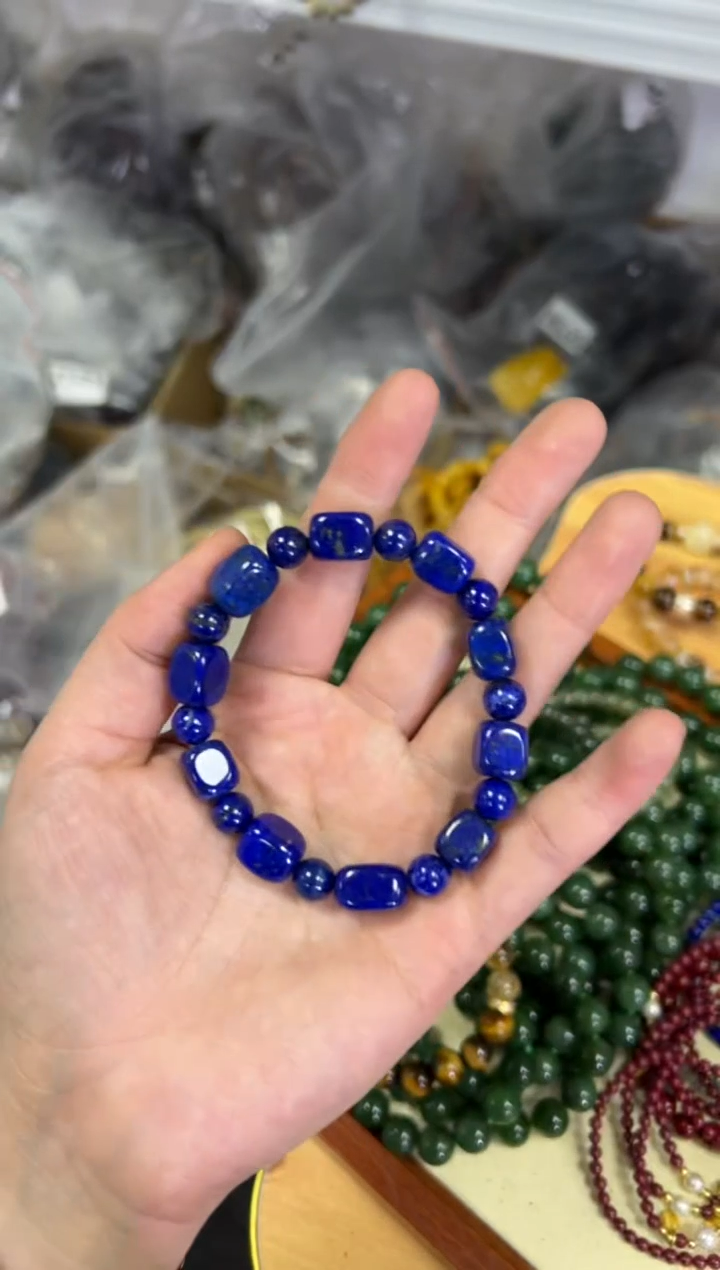 【闪购商品】青金石手链未镶嵌青金石方块圆珠款手链[0650]