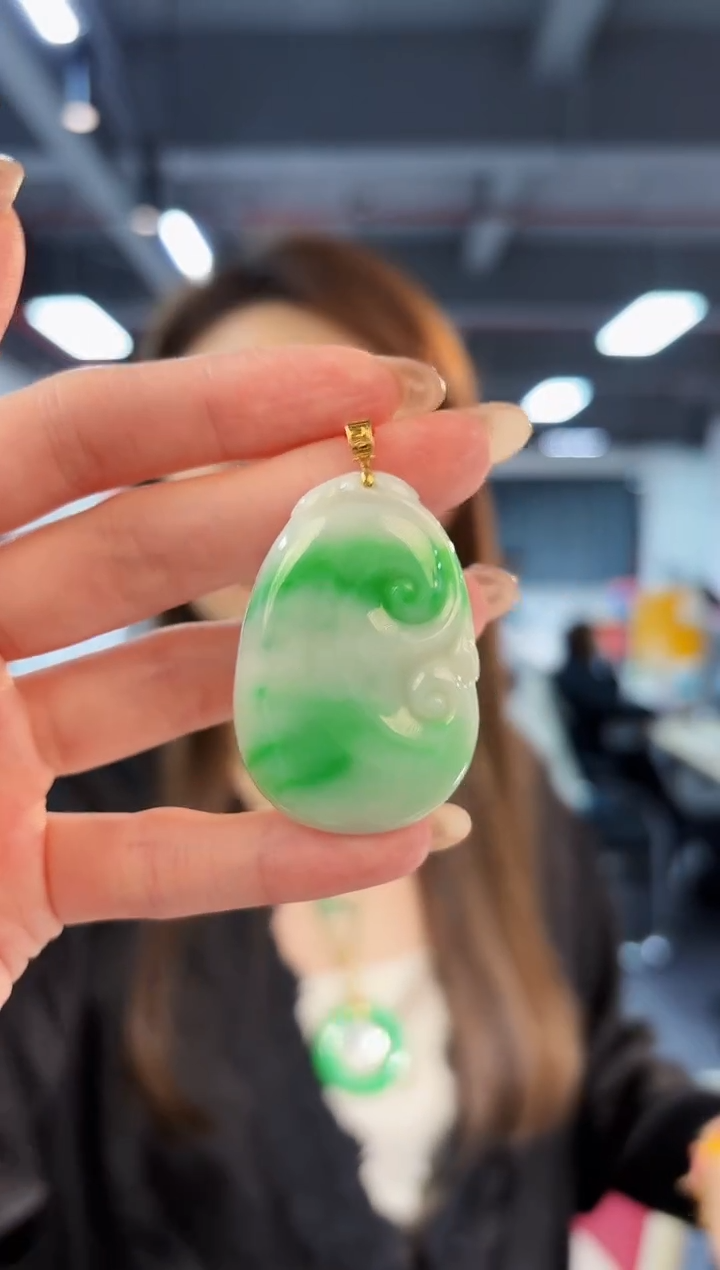 【闪购商品】翡翠颈饰18K金镶嵌缅料A货/支持复检/一件