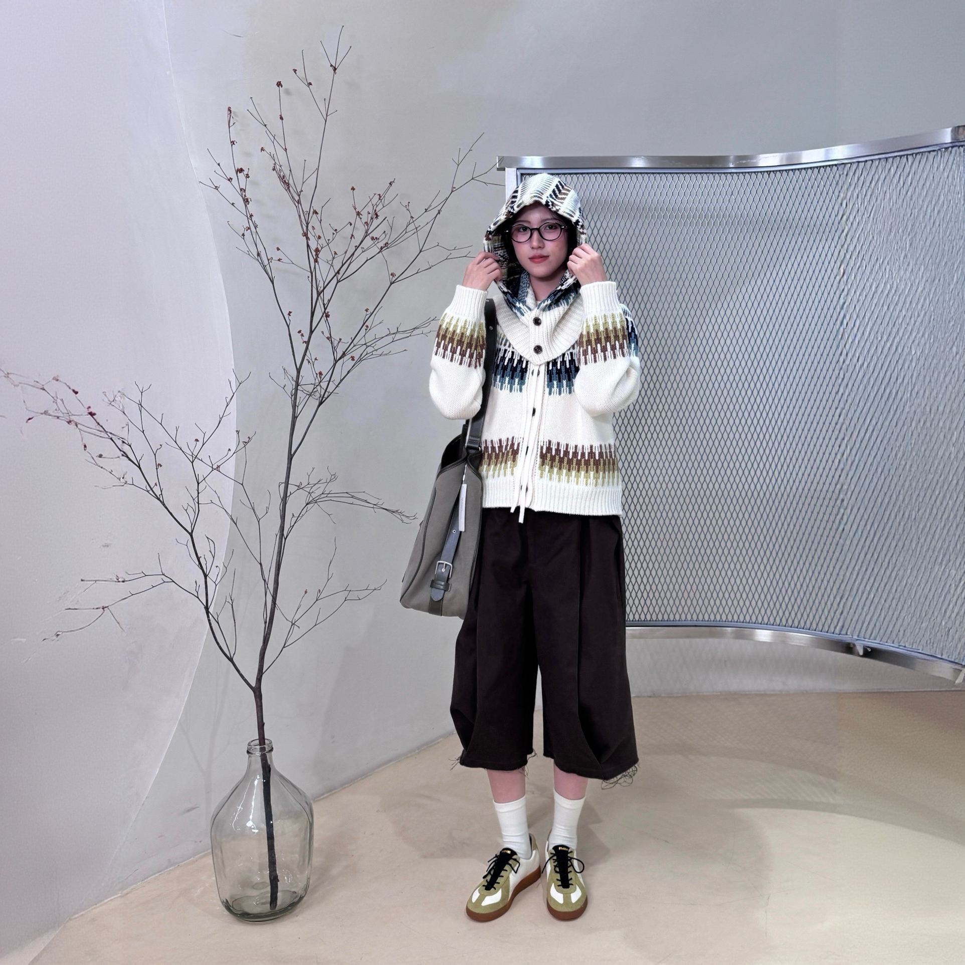 【VIINS】SONGFORIDEAL 洋气撞色波浪纹费尔岛长袖针织开衫女6080