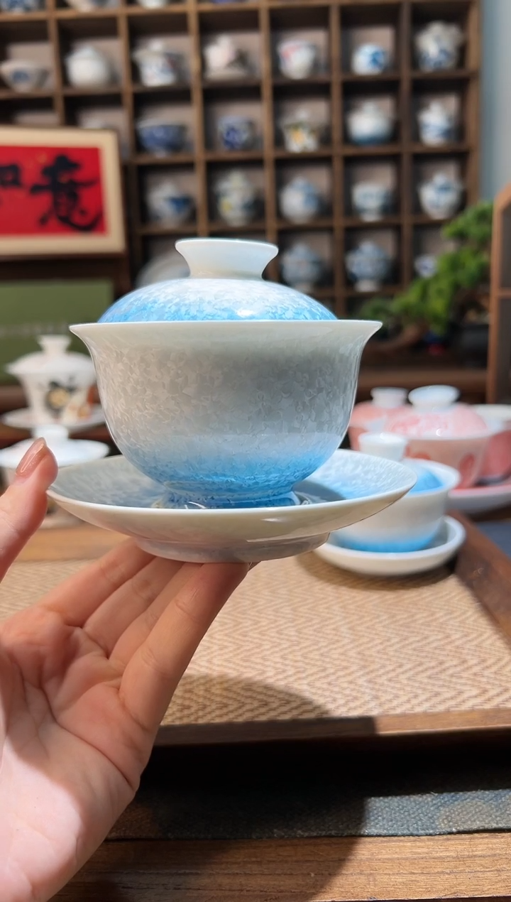 【闪购商品】结晶釉三才盖碗           