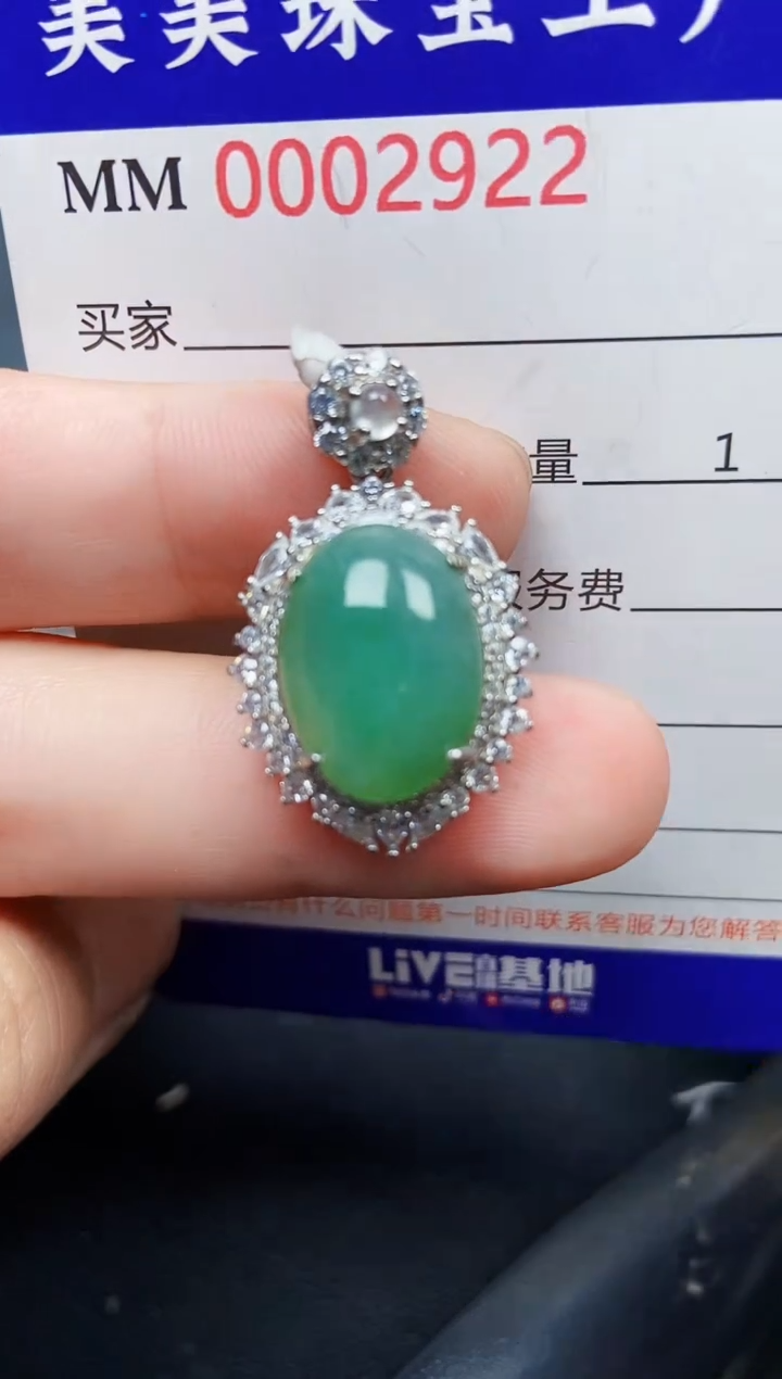 翡翠银S925镶嵌颈饰2922