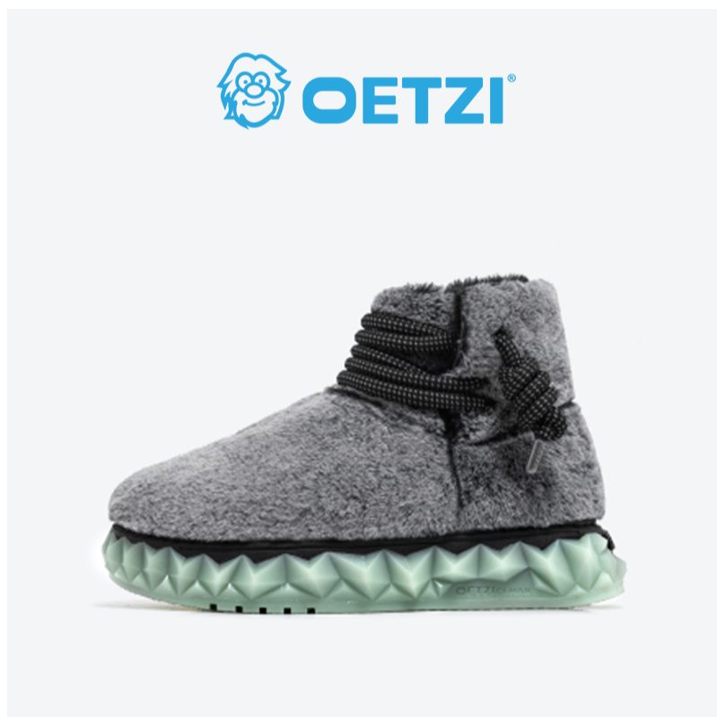 OETZI【冰山系列】丑萌鞋女毛毛鞋小众丑鞋潮拼色加绒加宽高帮鞋