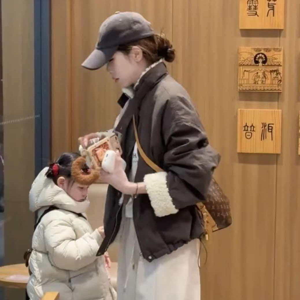 网红短外套加绒INS风皮衣时尚普洱棉服时尚套装韩版B185#
