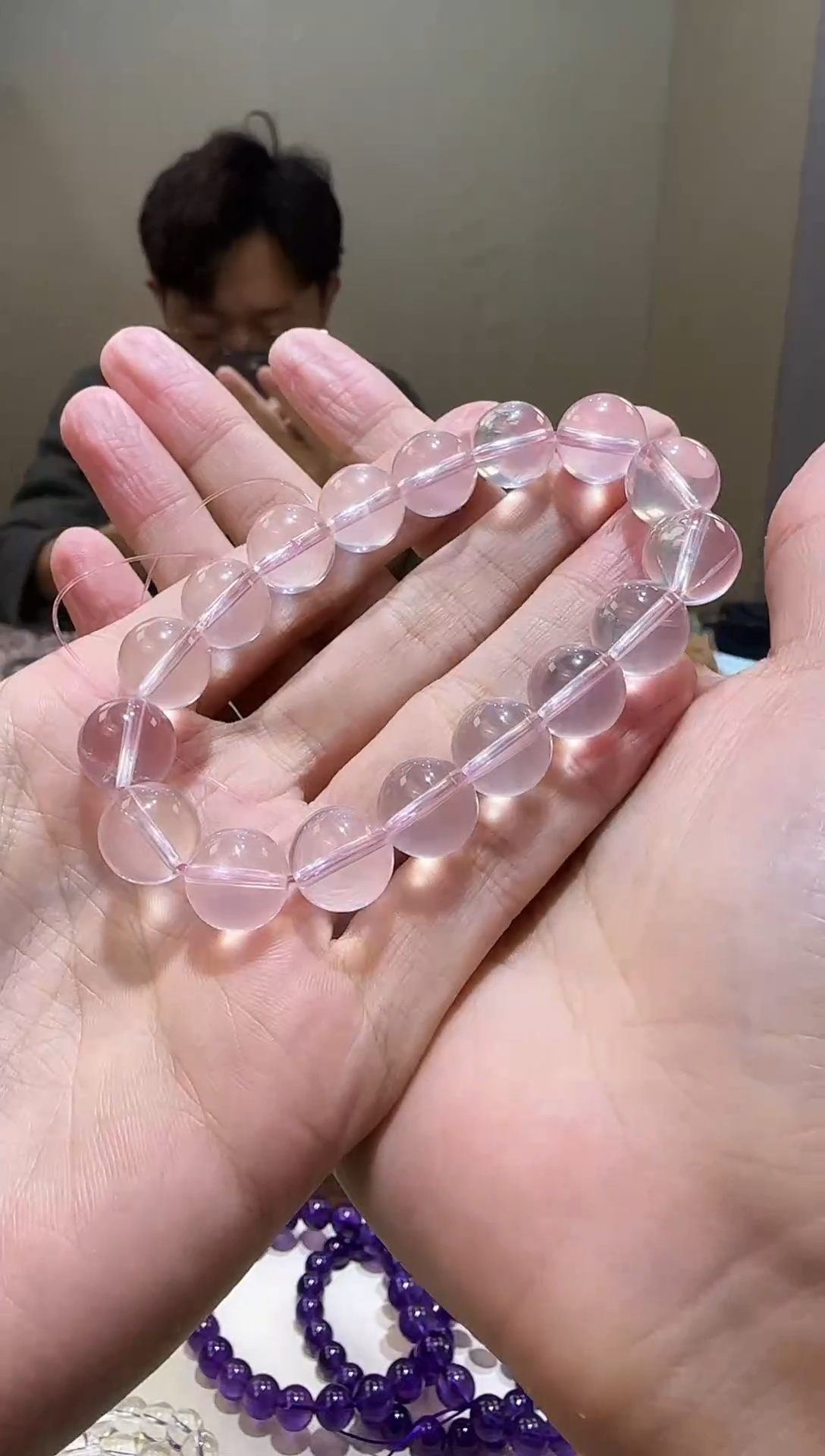 【闪购商品】芙蓉石手链未镶嵌净体莫粉12