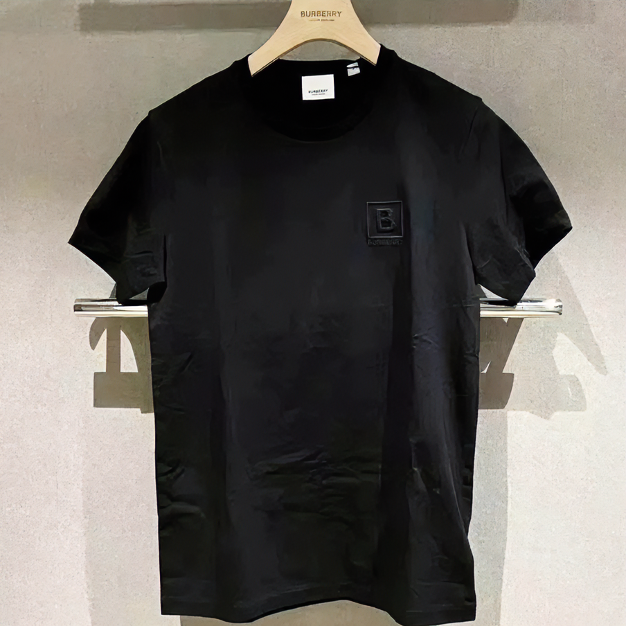 未使用 BURBERRY/博柏利 胸前B字母刺绣 黑色简单圆领短袖T恤