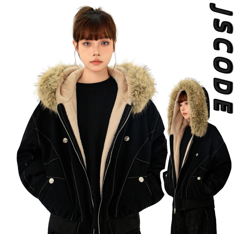 300斤胖mm大码女装美式加绒加厚黑色棉服女冬季保暖超好看棉衣女