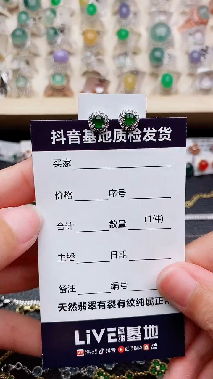 翡翠银S925镶嵌耳钉..........