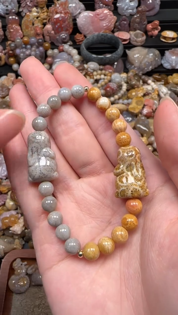 颈饰未镶嵌硅化珊瑚（珊瑚玉）164