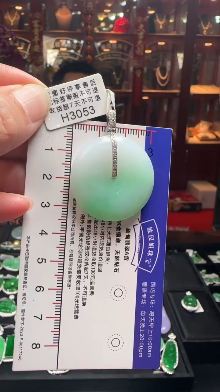 【闪购商品】翡翠颈饰18K金镶嵌H3053阳绿平安扣