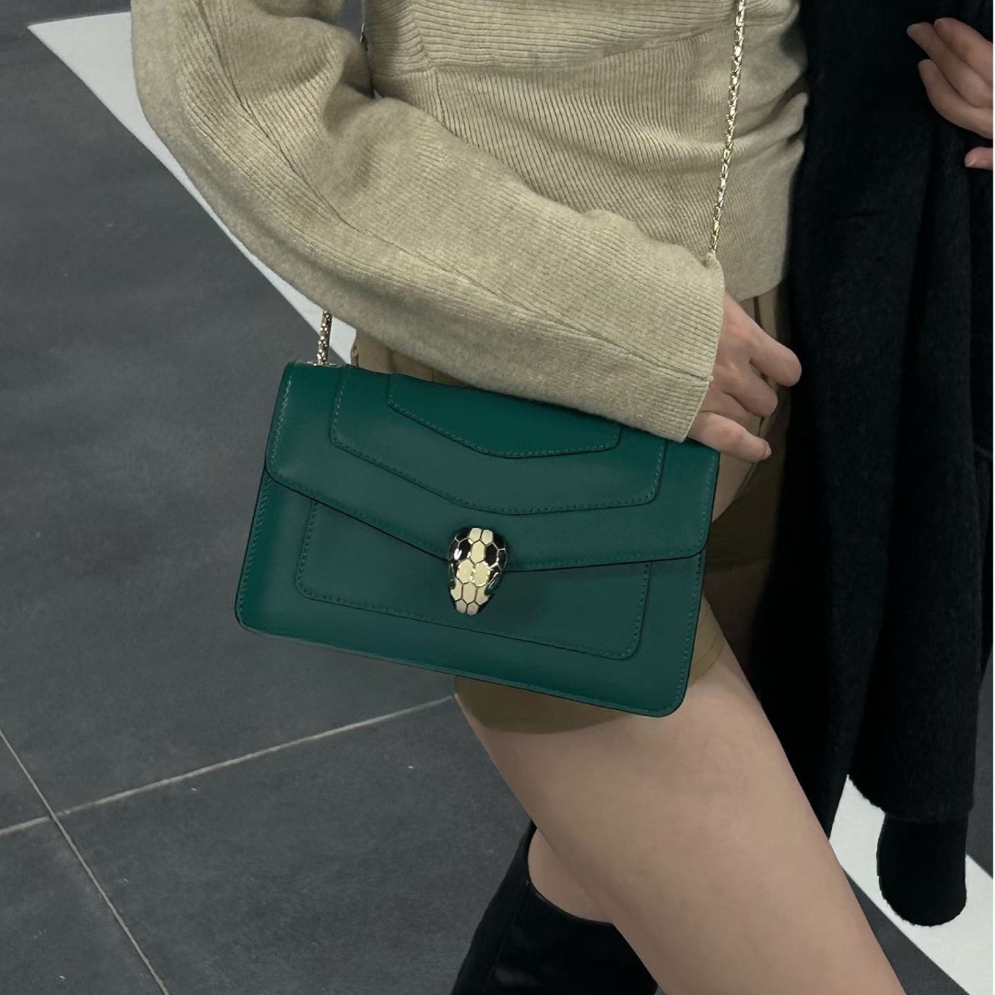 99新 BVLGARI/宝格丽 宝格丽蛇头woc祖母绿/99新/优选